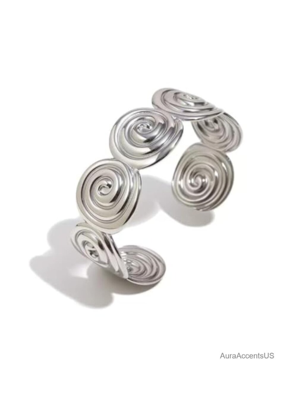 Stainless Steel Spiral Cuff Bracelet Adjustable Open Bangle Boho Jewelry